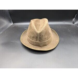 Vintage Fedora Hat Doe Suede "There's Pellon Inside" Brown Men's One Size RARE